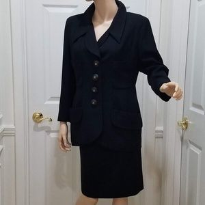 CHANEL Classic Black 2-pc Suit w/ Large CC Buttons